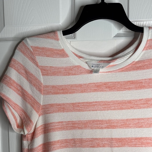 Market & Spruce Tops - Market & Spruce Coral and White Striped Tee